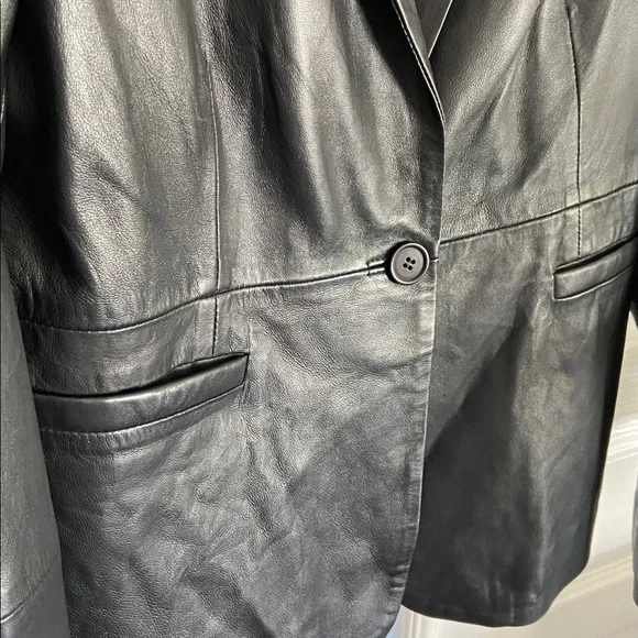 Part Two Lamb Leather Single Button Blazer - Picture 5 of 14
